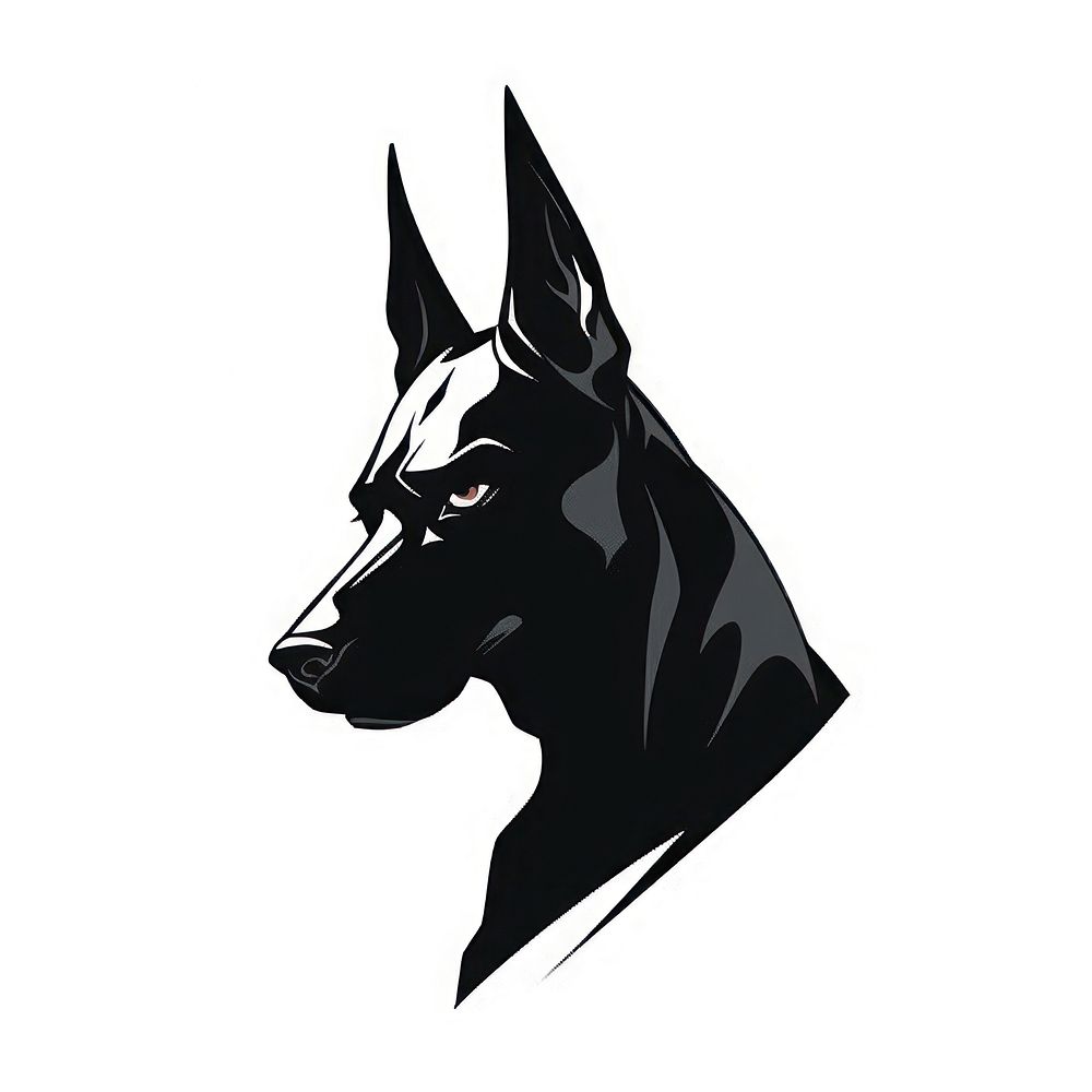 Doberman Pinscher Dog silhouette stencil animal.