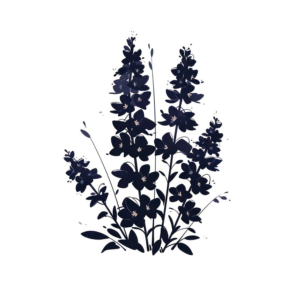 Delphinium flower silhouette graphics pattern.