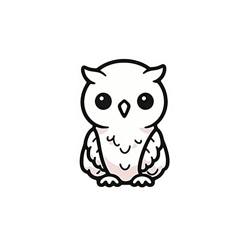 Owl Animal illustrated sticker stencil.