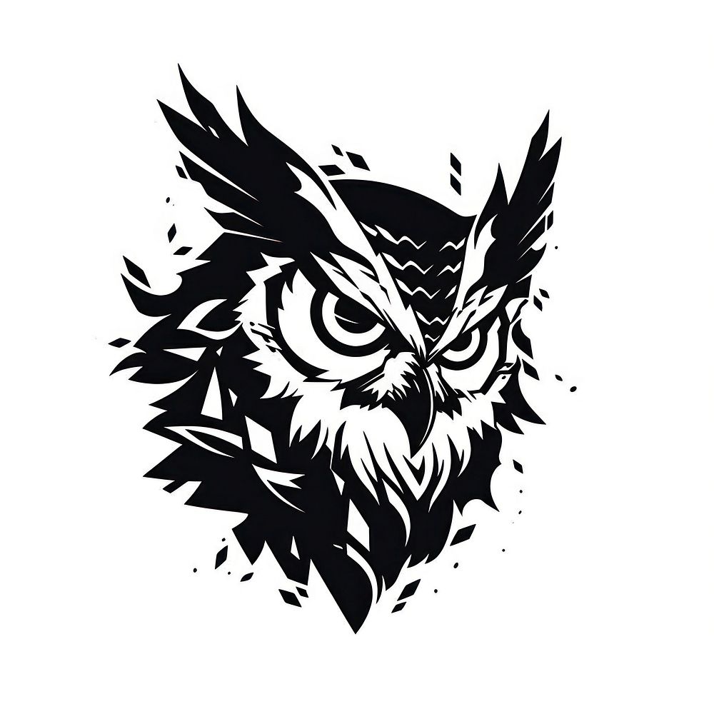 Owl Animal stencil bonfire symbol.