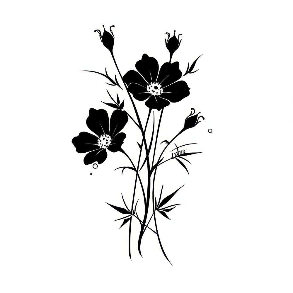 Love-in-a-Mist flower silhouette graphics pattern.