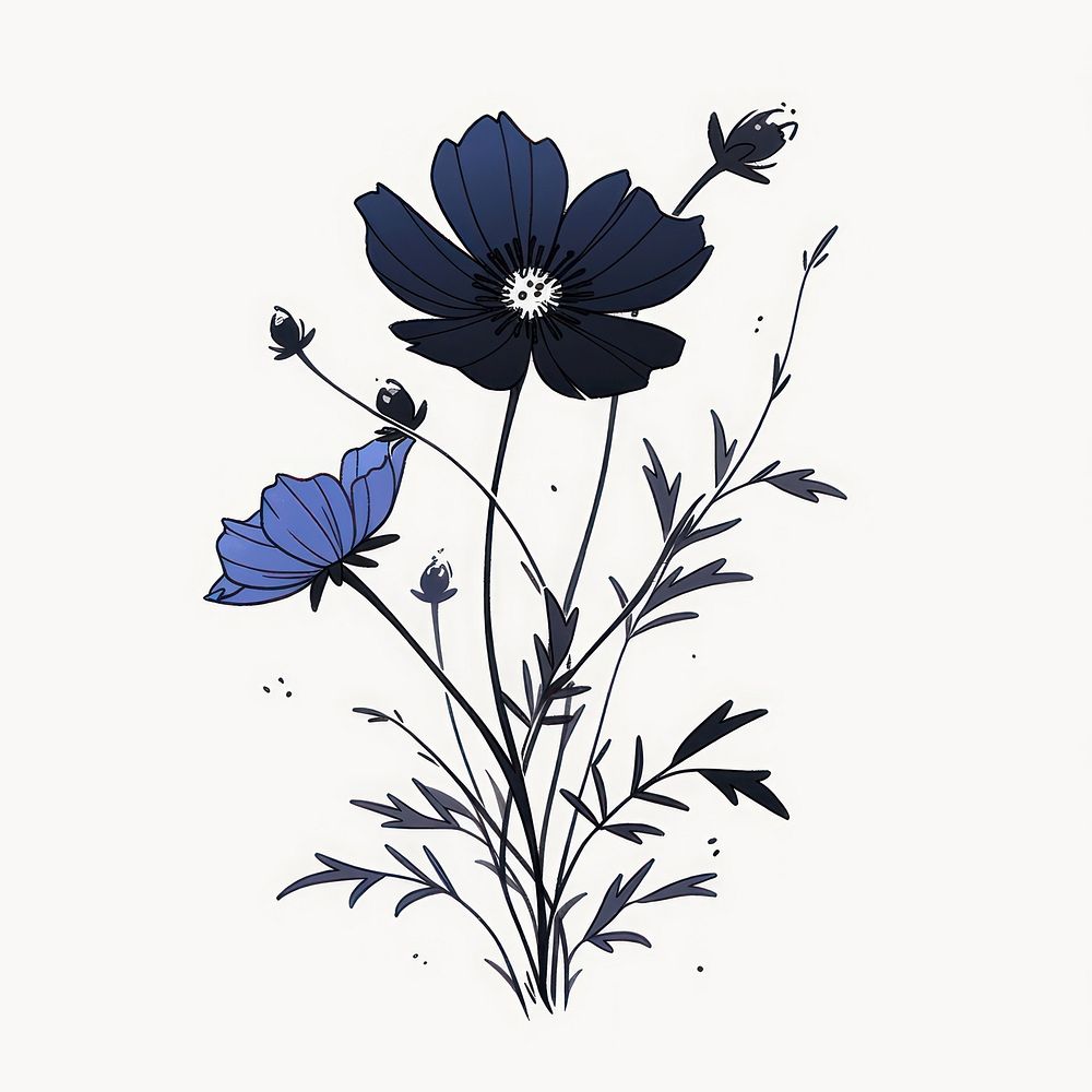 Love-in-a-Mist flower illustrated asteraceae graphics.