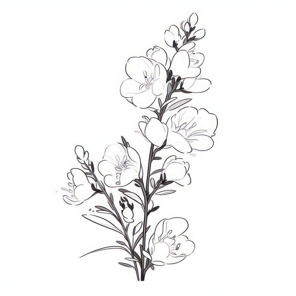 Monkshood flower illustrated graphics drawing.