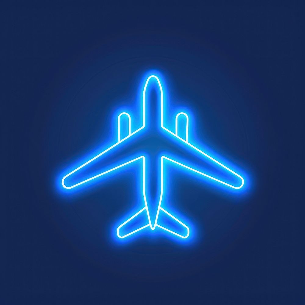 Airplane icon neon symbol light.