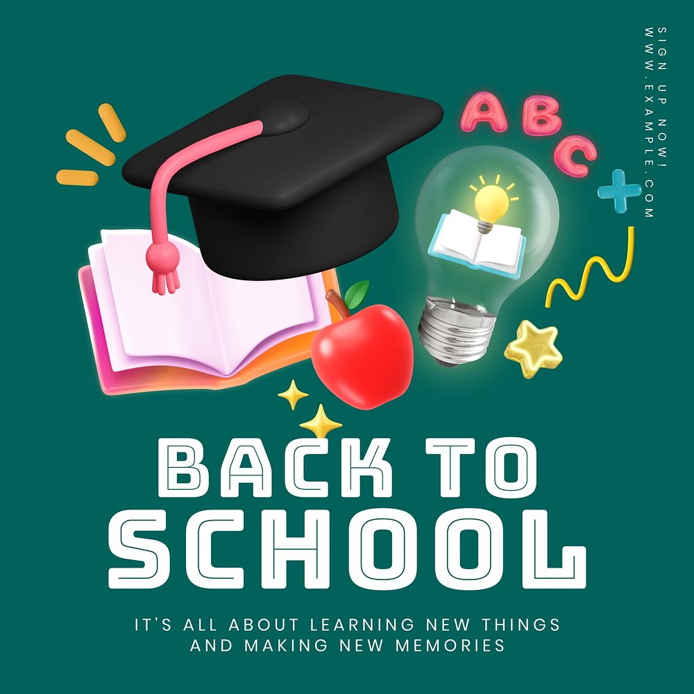 Back to school Instagram post template, editable text