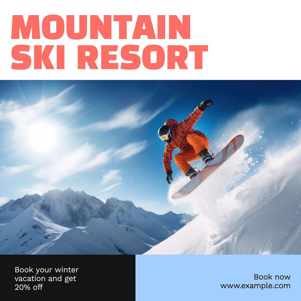 Mountain ski resort Instagram post template