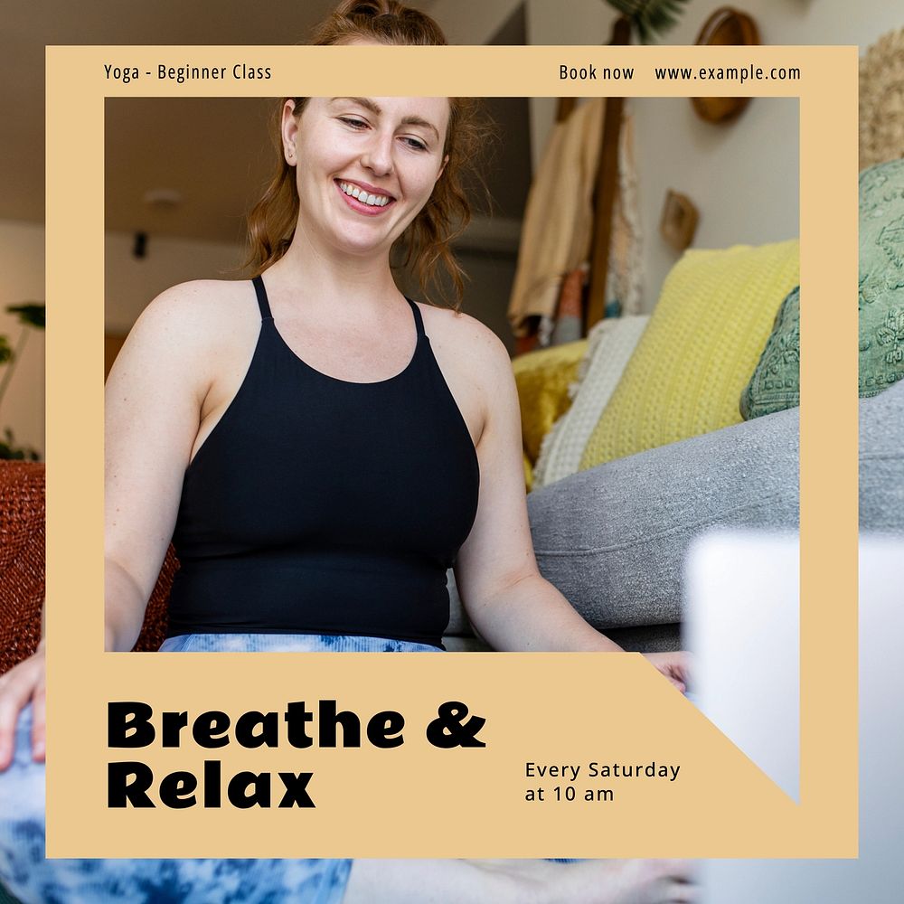 Breathe & relax, yoga Instagram post template