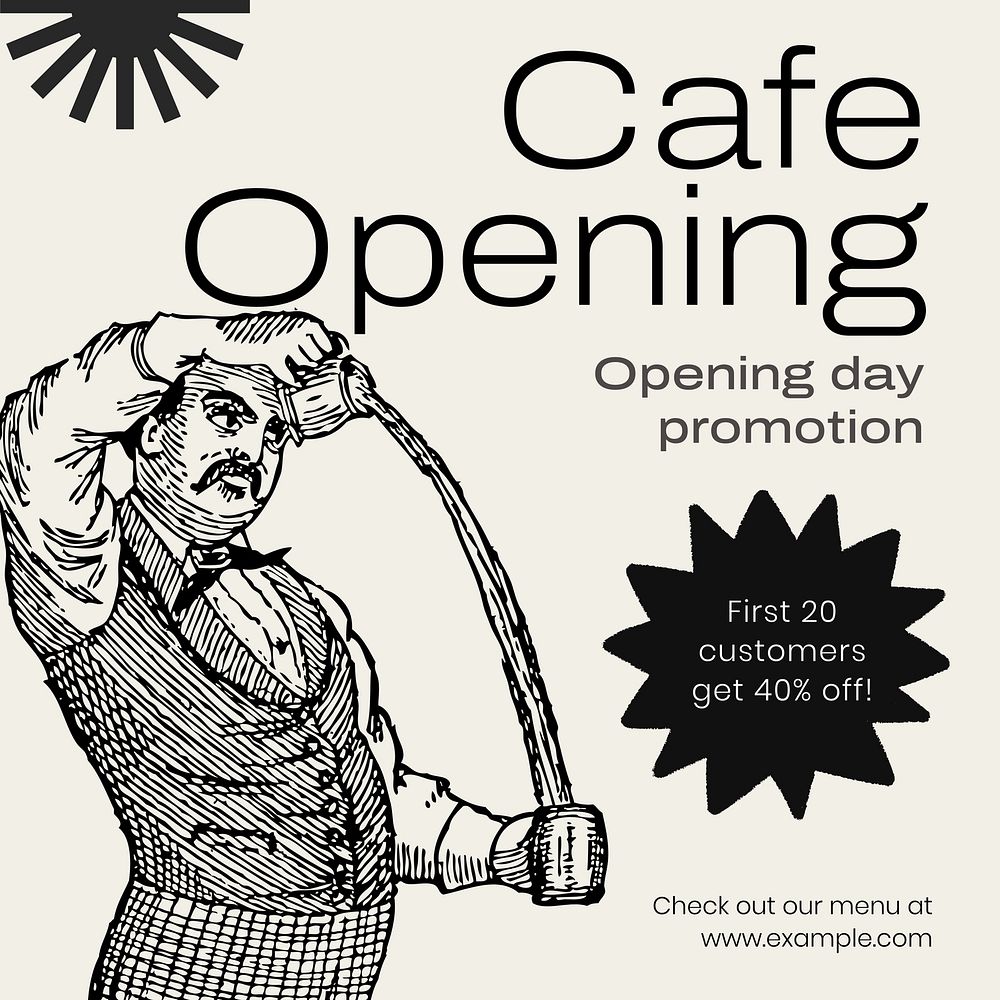 Cafe opening Instagram post template  
