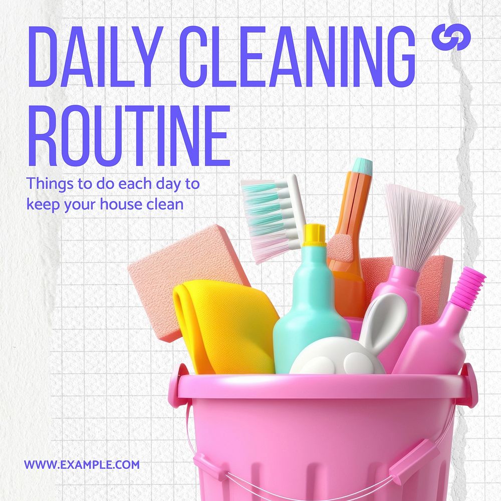Daily cleaning routine Instagram post template  