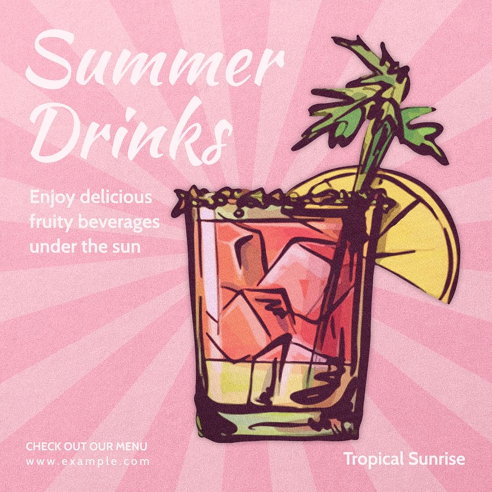 Summer drinks Instagram post template  