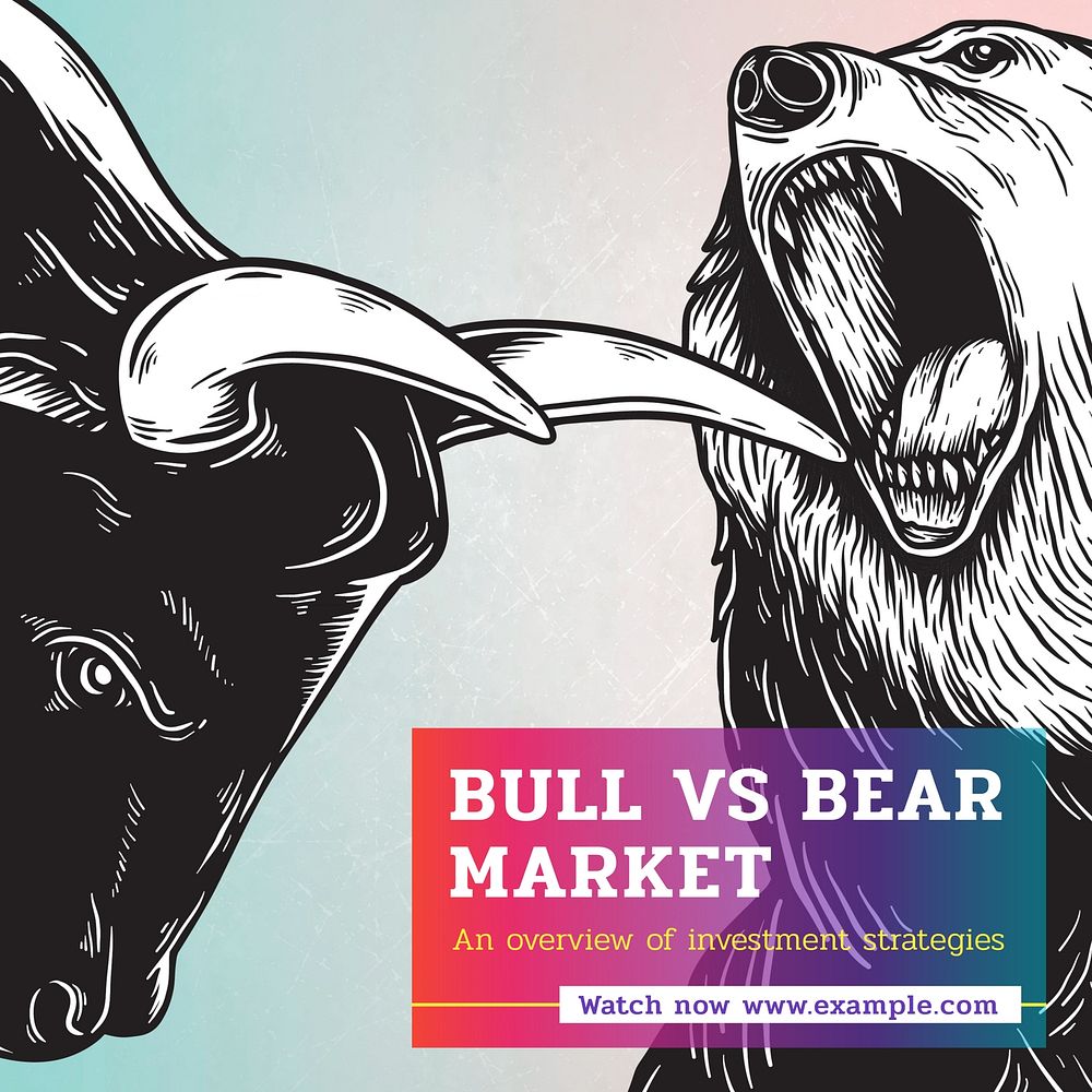 Bull vs bear market Instagram post template  