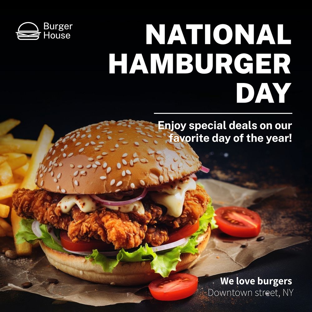 National Hamburger Day Instagram post template
