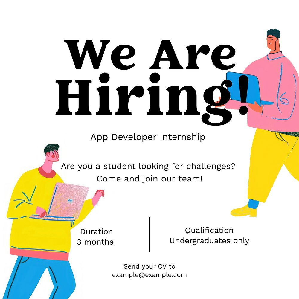 App developer internship Instagram post template