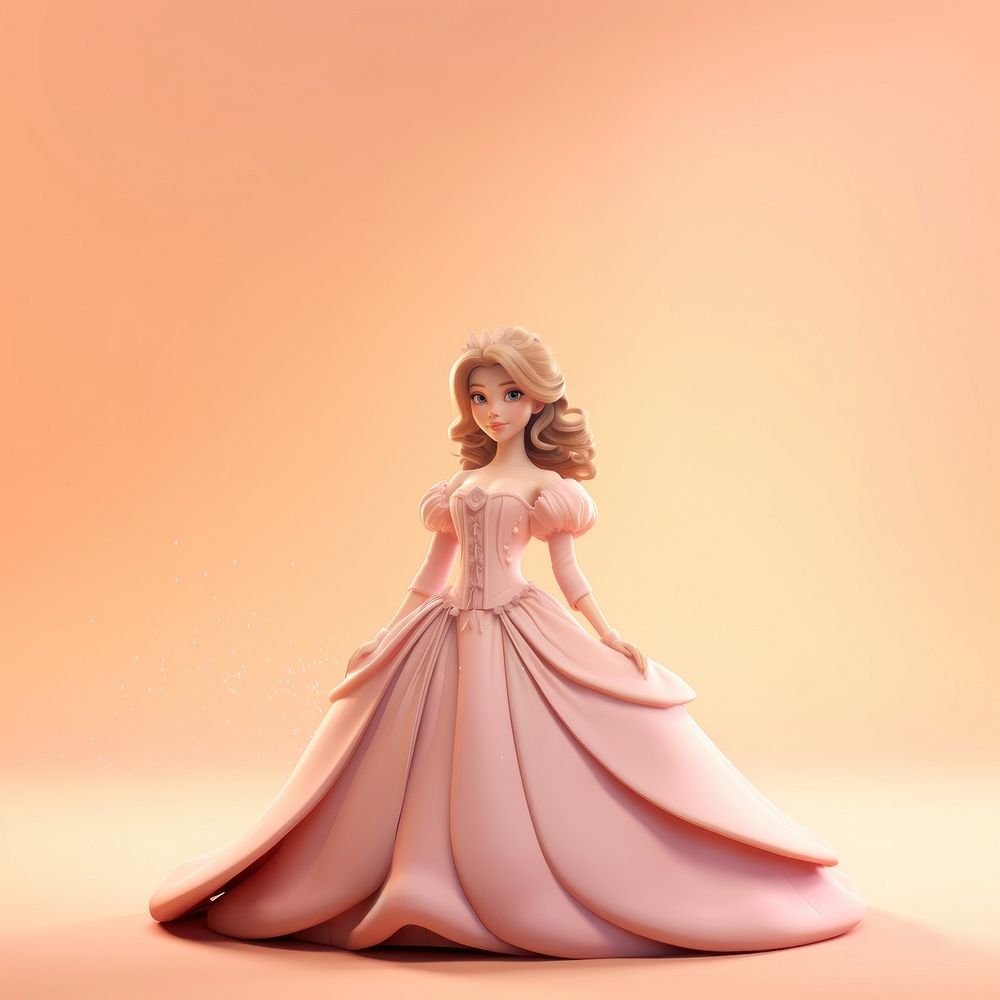3d render of Beautiful Princess dress figurine clothing.