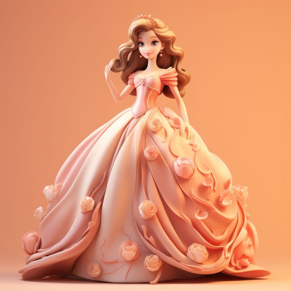 3d render of Beautiful Princess figurine wedding female.