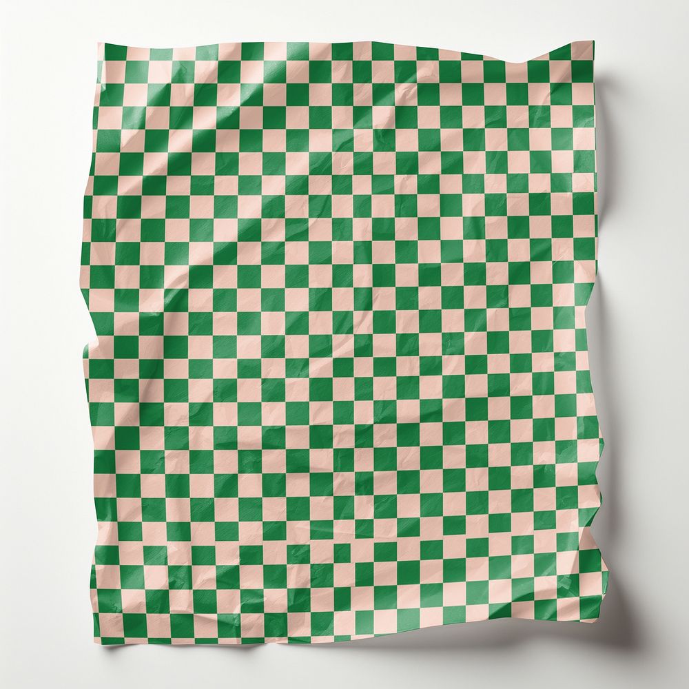 Checkered beige green crumpled paper mockup psd