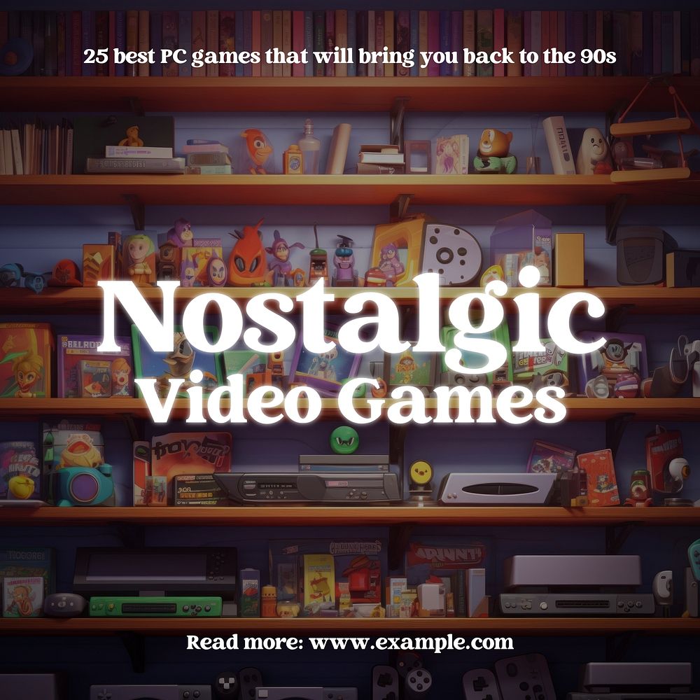 Nostalgic video games Instagram post template