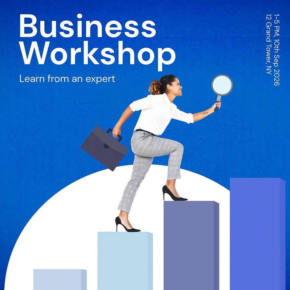 Business workshop Instagram post template, editable text