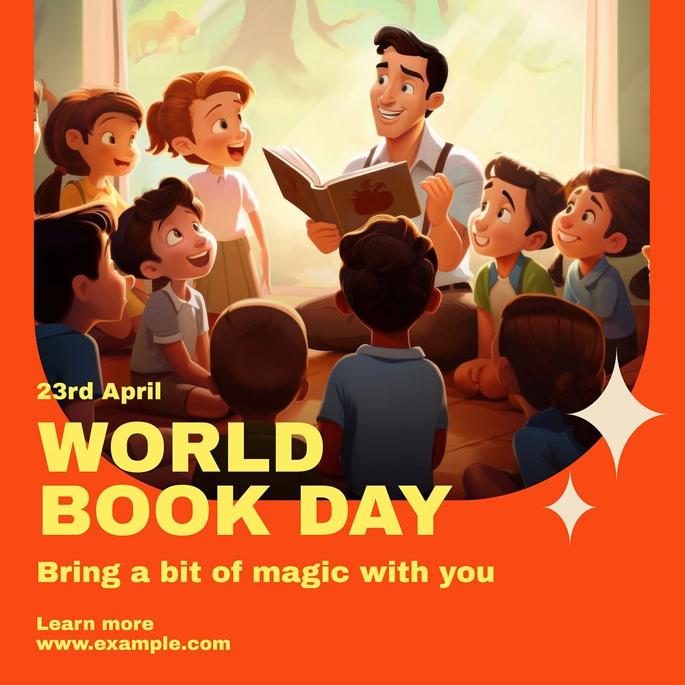 World book day Instagram post template  