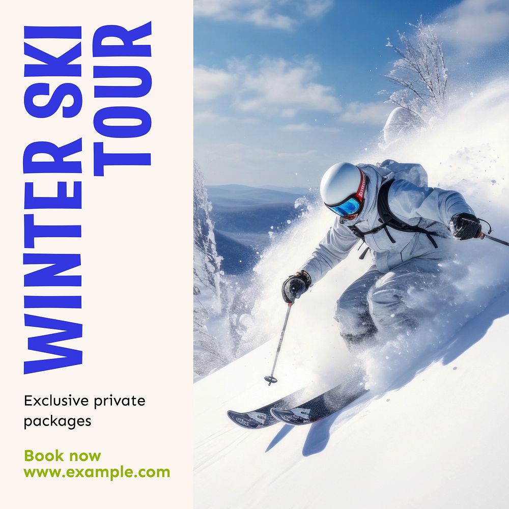 Winter ski tour Instagram post template  