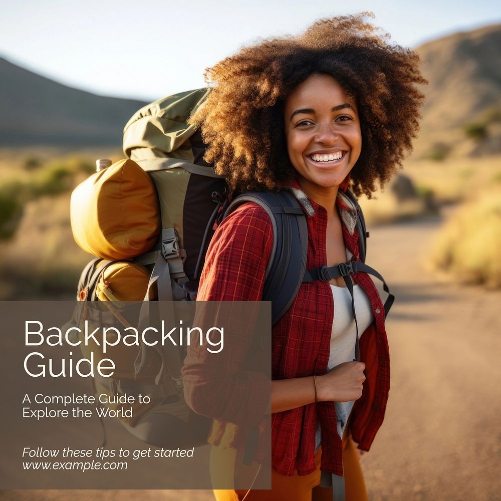 Backpacking guide Instagram post template  
