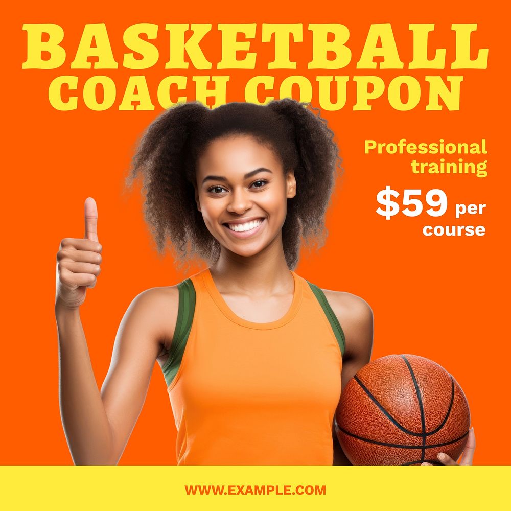 Basketball coach coupon Instagram post template  