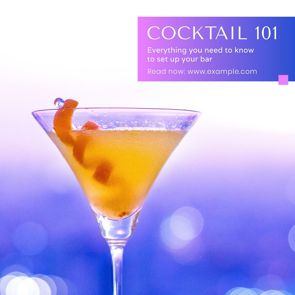 Cocktail 101 Instagram post template  