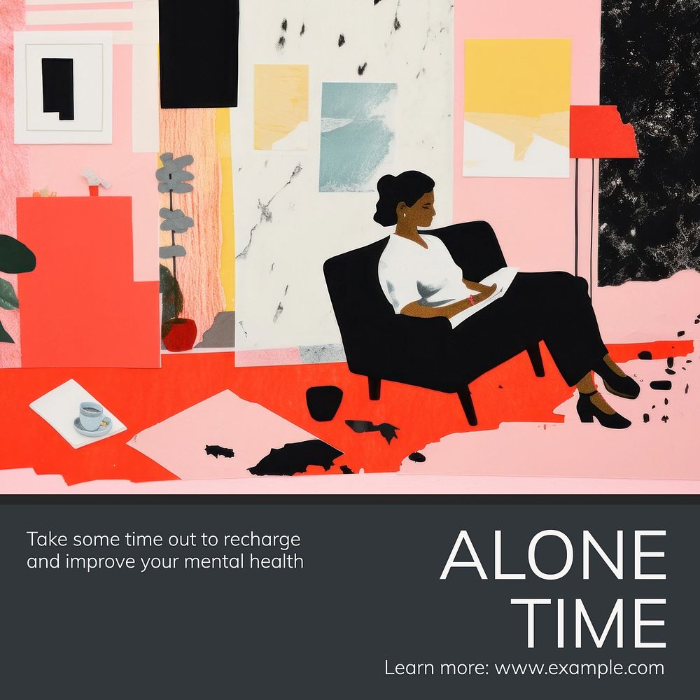 Alone time Instagram post template  