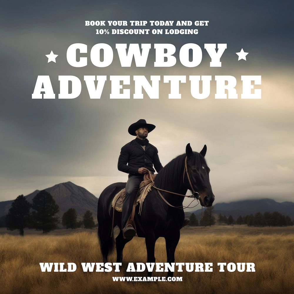 Cowboy adventure Instagram post template