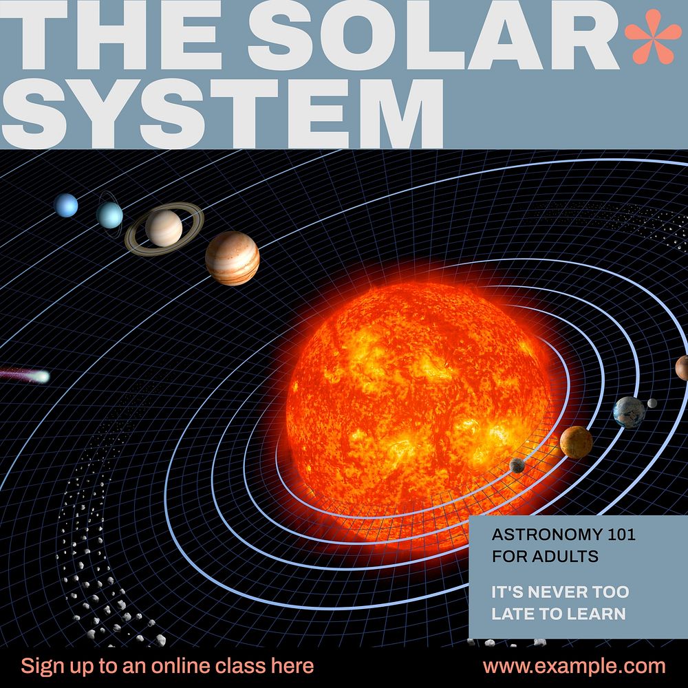 Solar system class Instagram post template, editable text