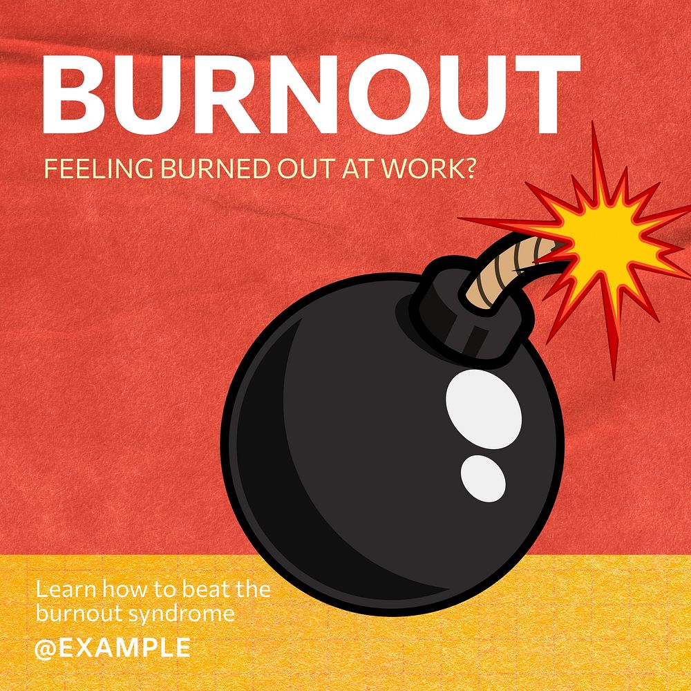 Burnout & stress Instagram post template  