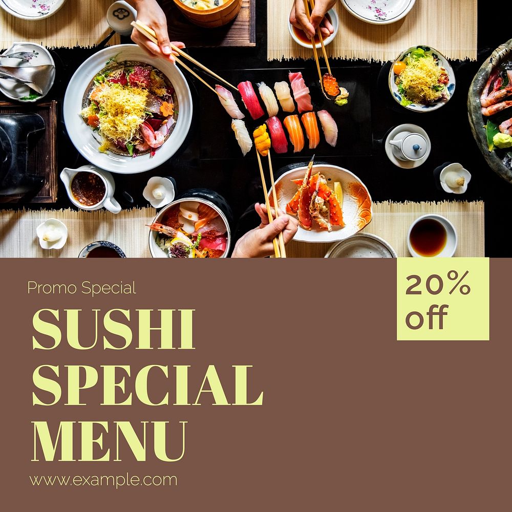 Sushi special menu Instagram post template