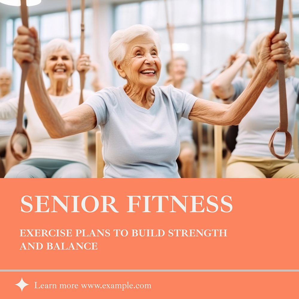 Senior fitness Instagram post template  design