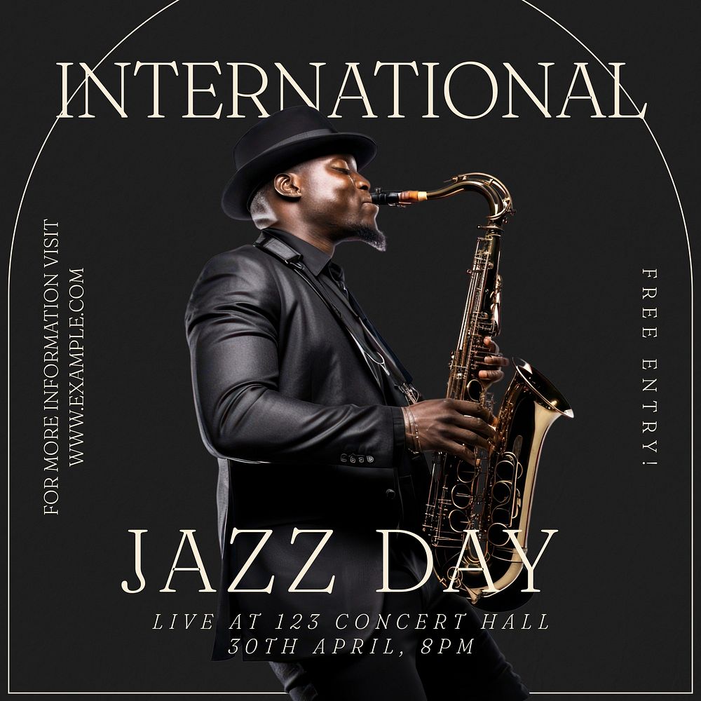 International Jazz Day Instagram post template  