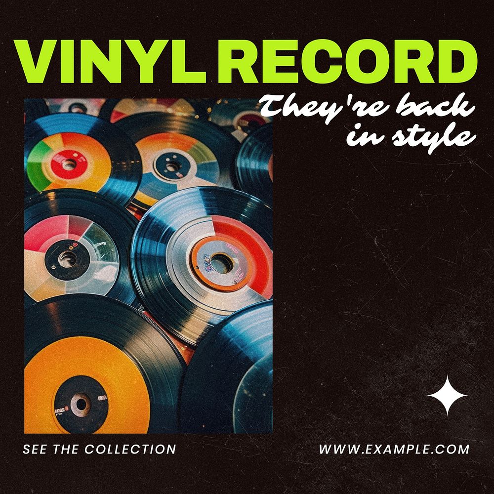 Vinyl records Instagram post template