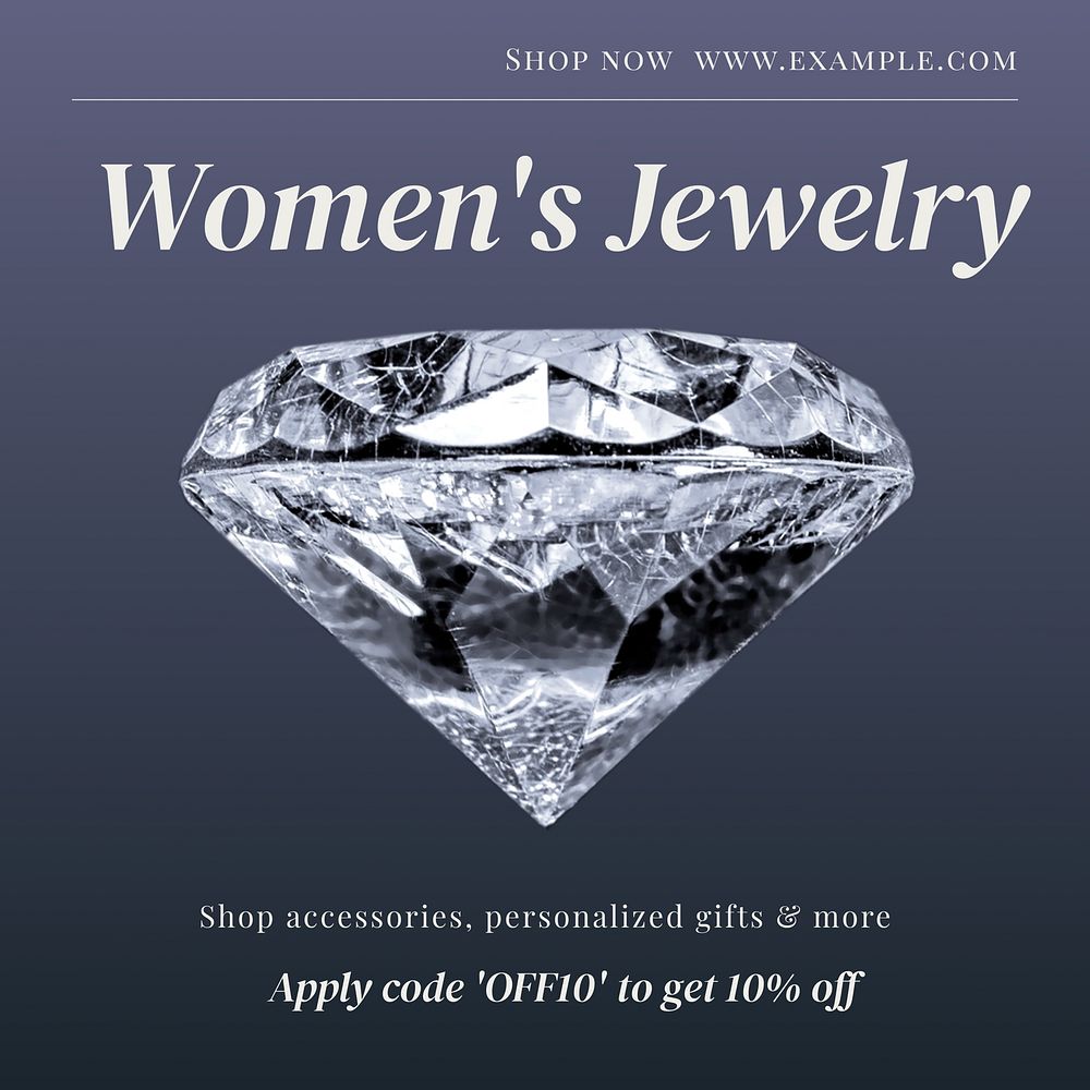 Women's jewelry Instagram post template, editable text 