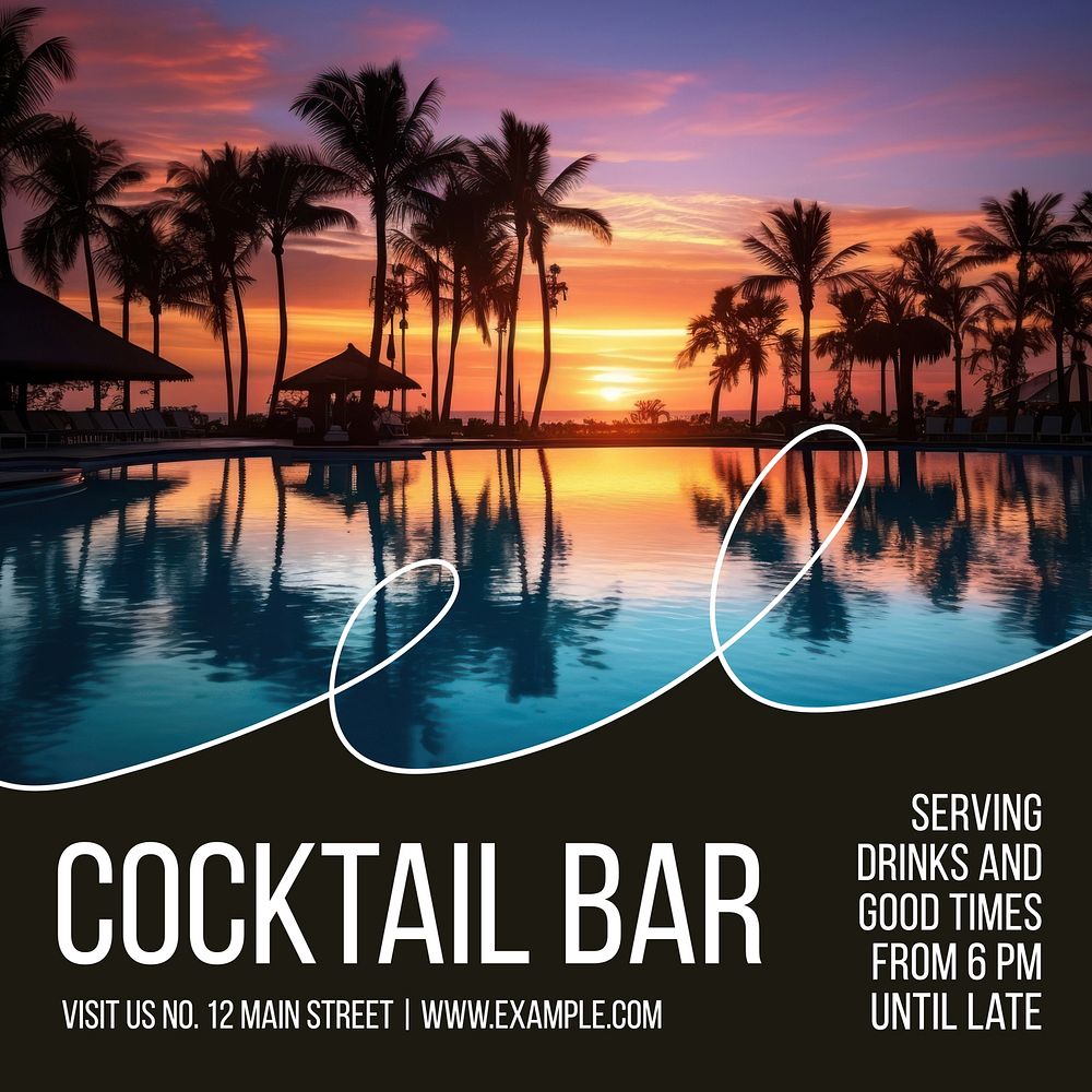 Cocktail bar Instagram post template, editable text