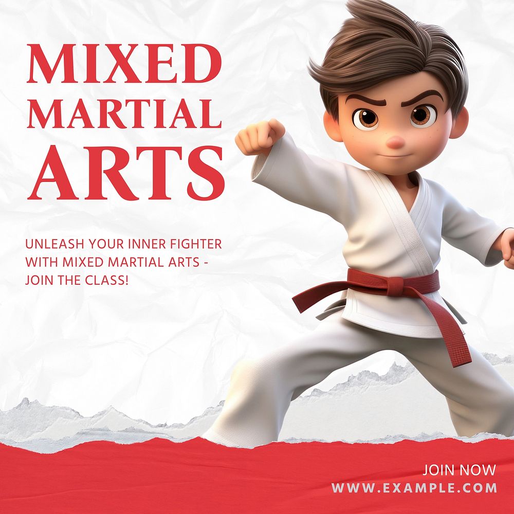Mixed martial arts Instagram post template, editable text