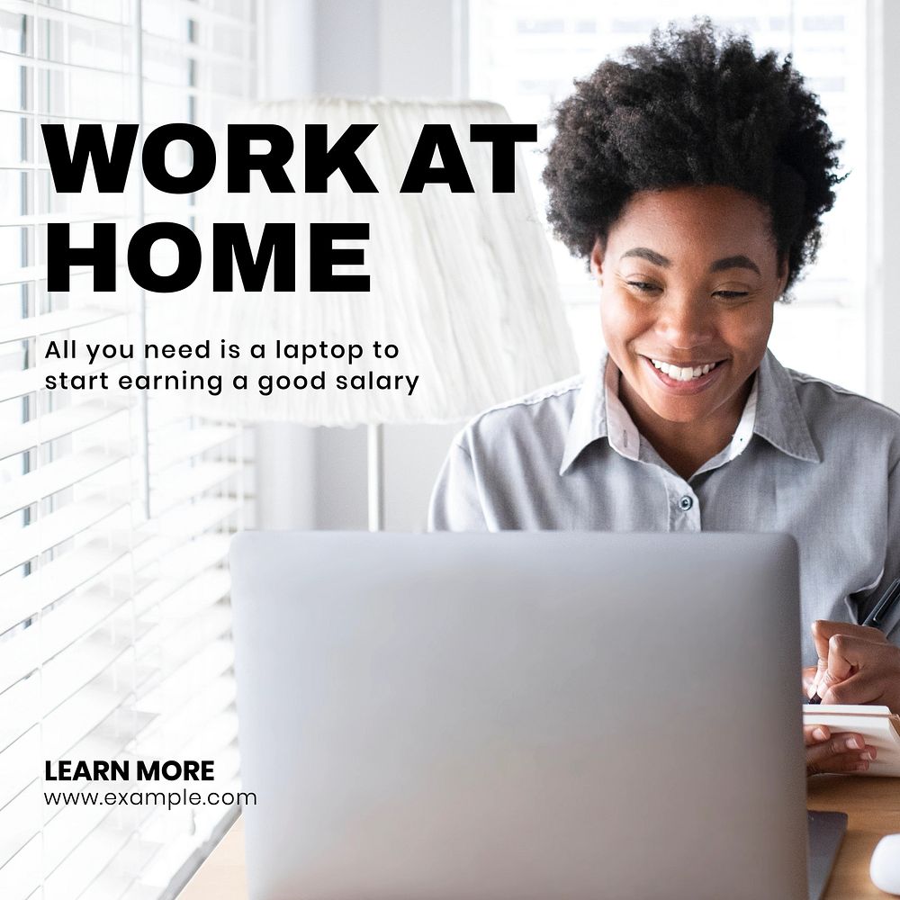 Work at home Instagram post template