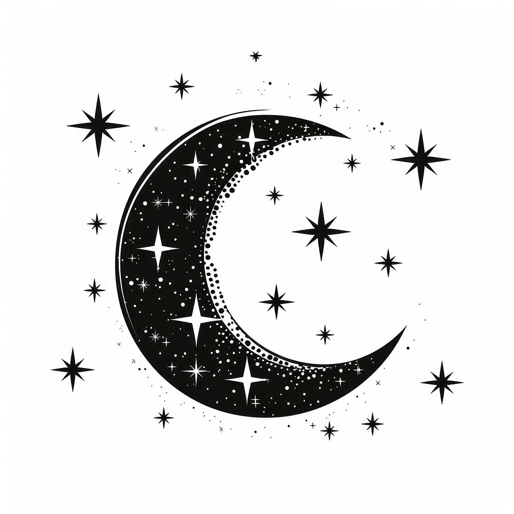 Moon with stars astronomy outdoors symbol.