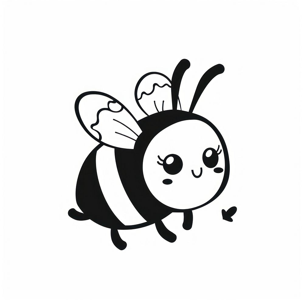 Cute bee invertebrate outdoors stencil.
