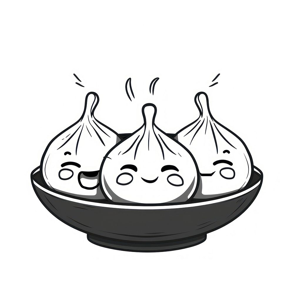 Cute dumpling illustrated produce stencil.
