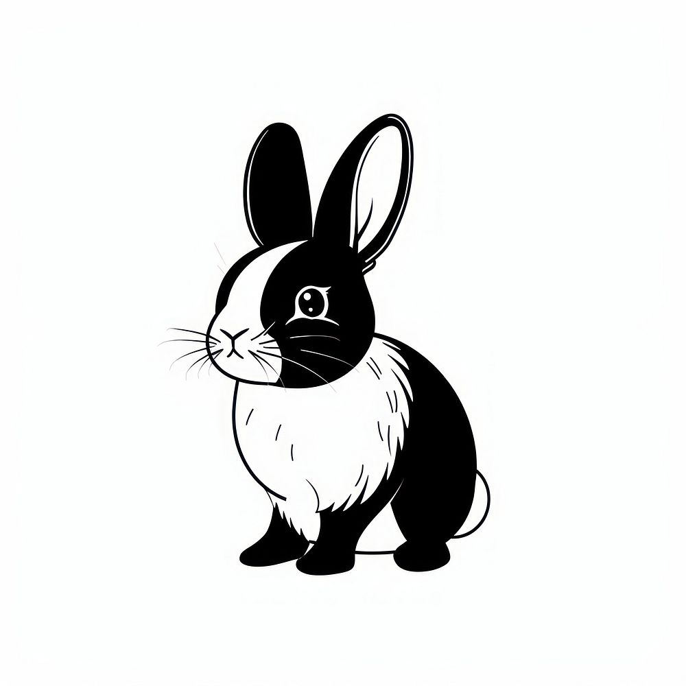 Cute rabbit stencil animal mammal.