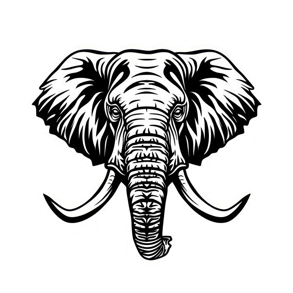 Elephant illustrated wildlife drawing.