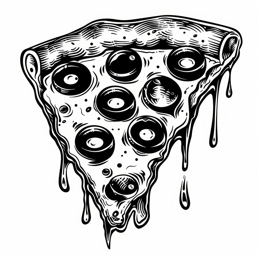 Pizza illustrated drawing stencil.
