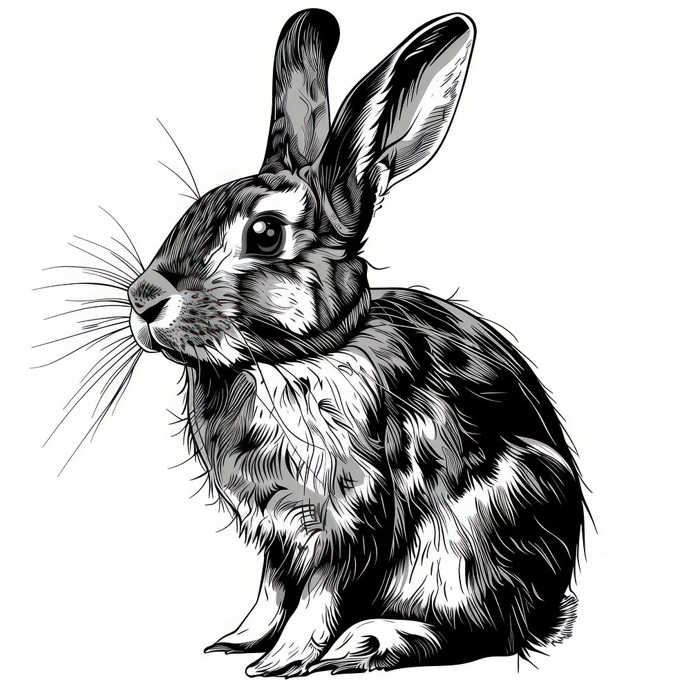 Rabbit illustrated wildlife drawing.