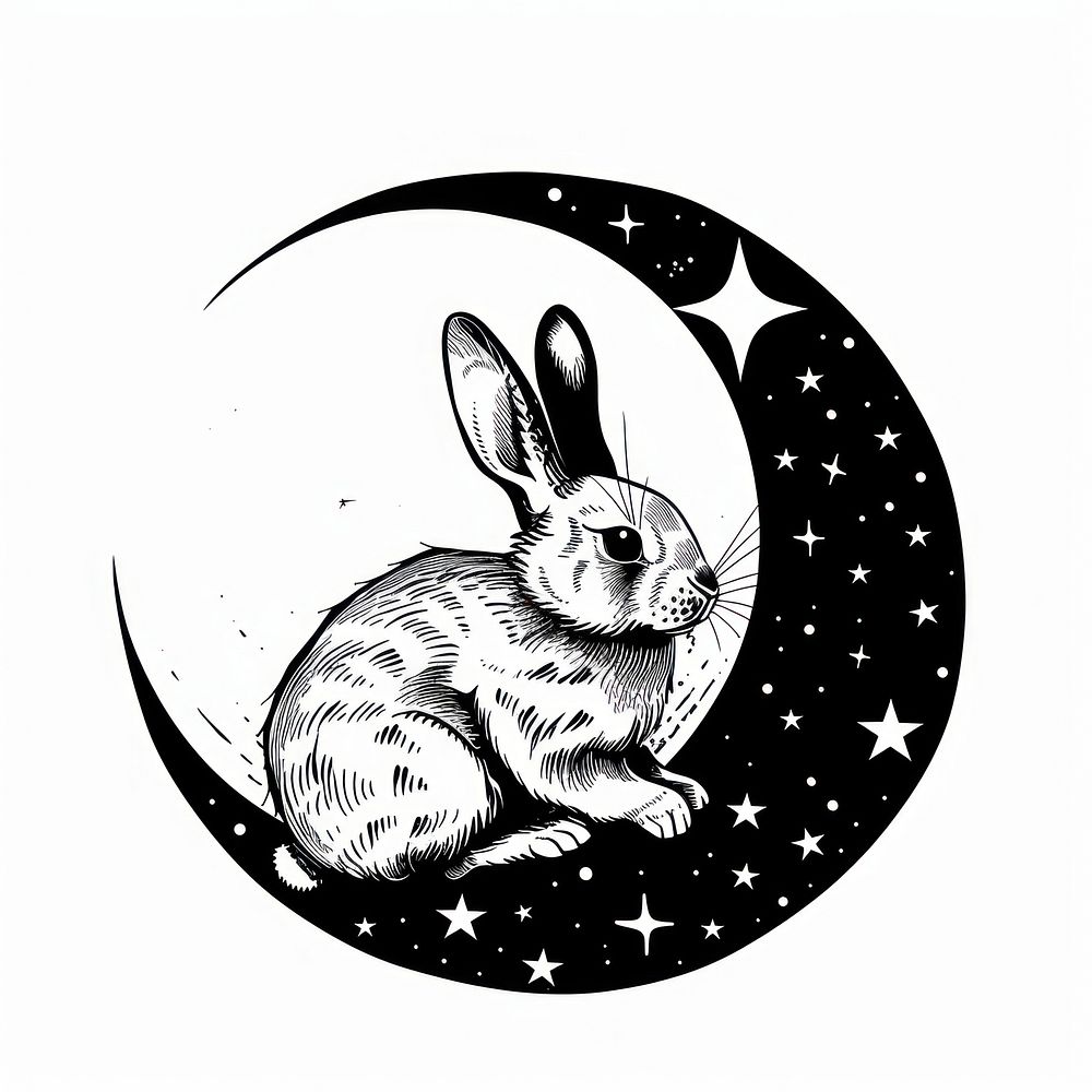 Rabbit in the moon logo animal mammal.
