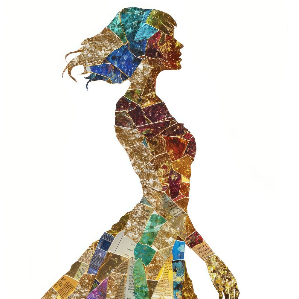 Woman shape collage cutouts person mosaic human.