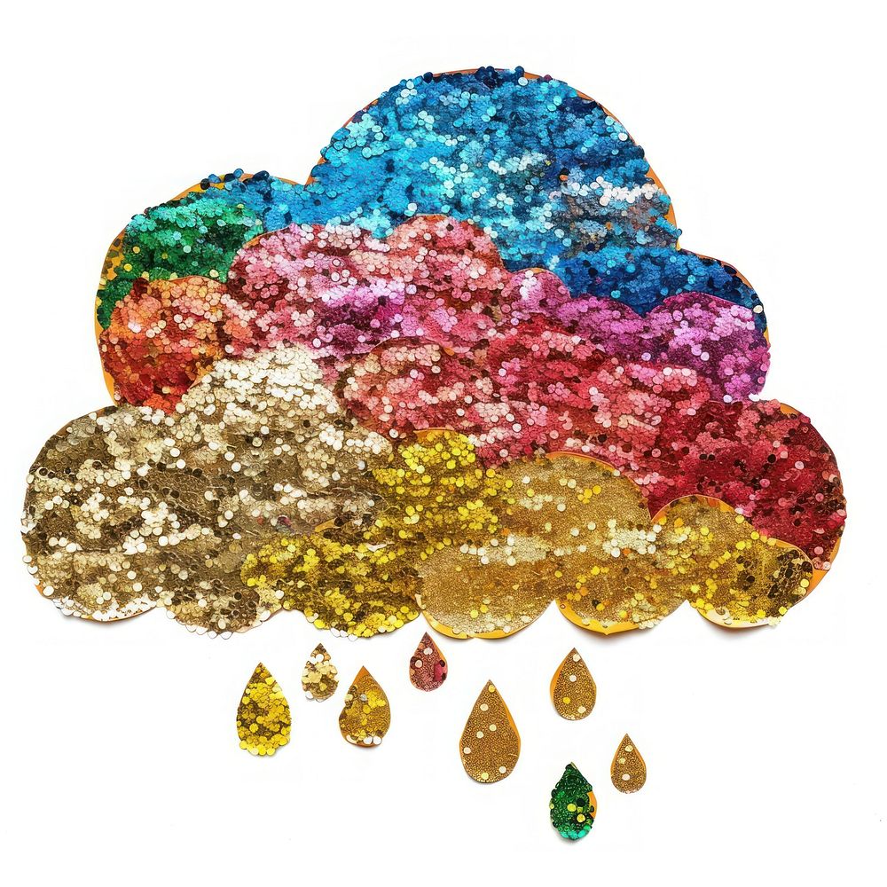 Cloud shape collage cutouts glitter accessories chandelier.