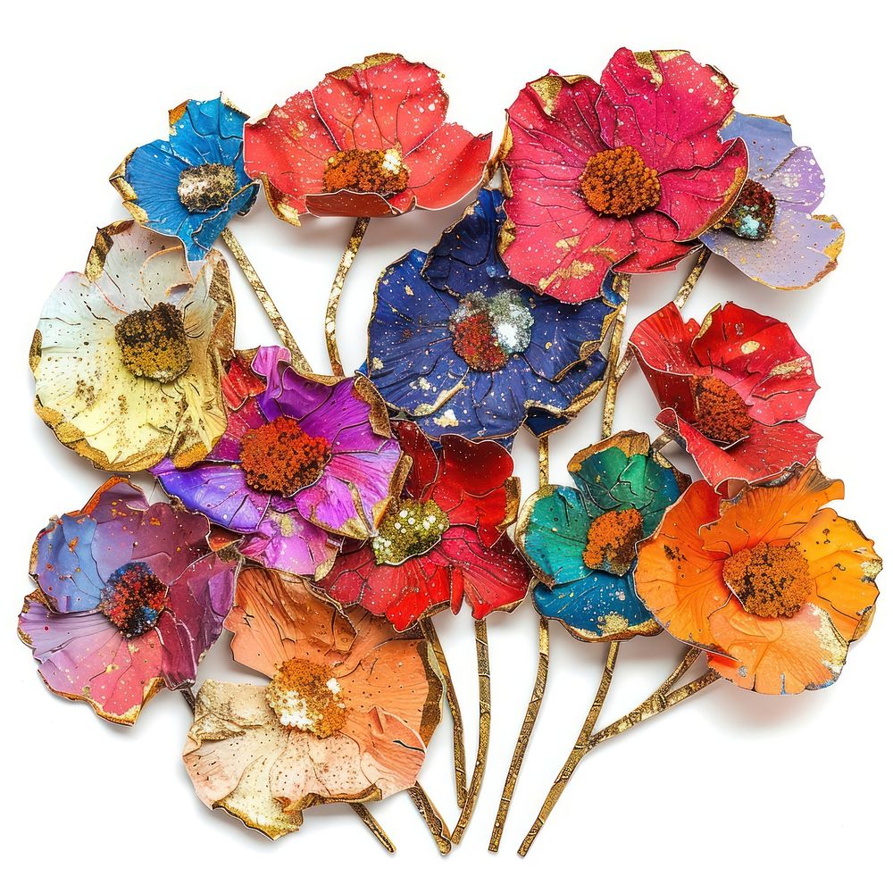 Poppy shape collage cutouts accessories accessory jewelry.